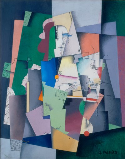 Komposition, junge Frau am Klavier von Georges Valmier